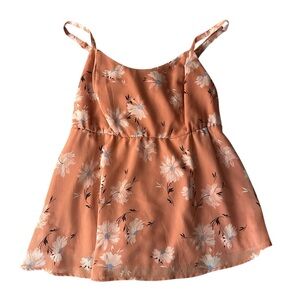 Torrid Peach Babydoll Chiffon Floral Swing Cami Blouse Top Size 00
